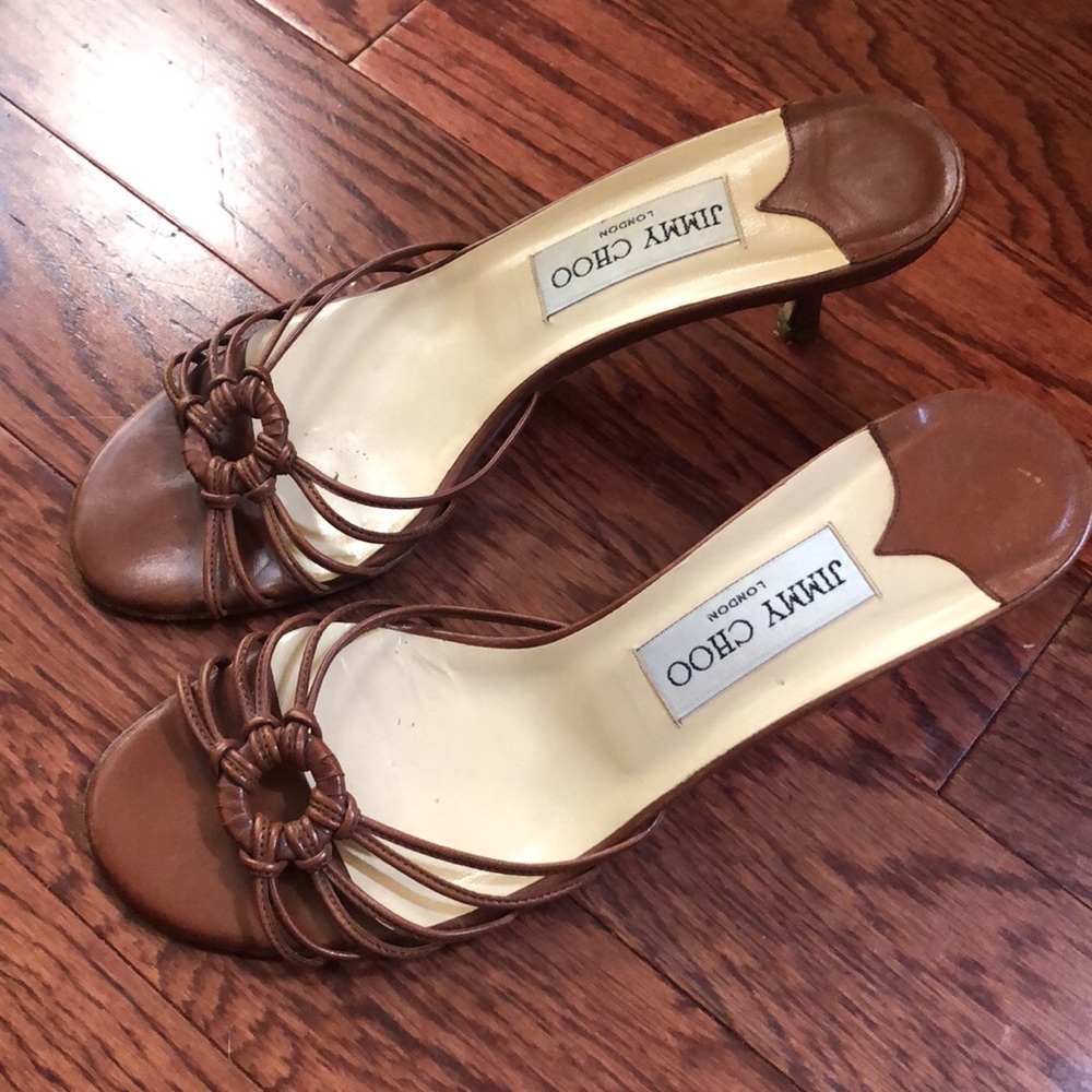 Brown strappy Kitten Heel Jimmy Choos